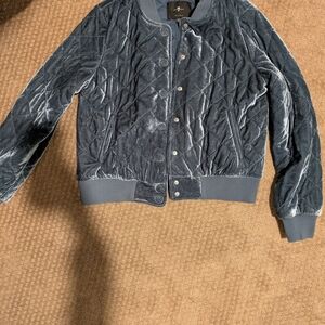 7 For All Mankind Blue Velvet Bomber Jacket